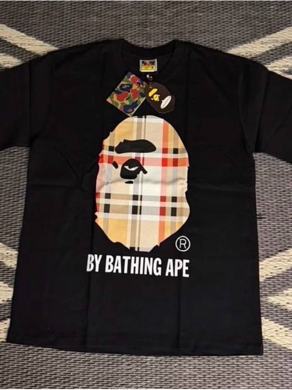 BAPE Black Burberry T shirt Size Medium